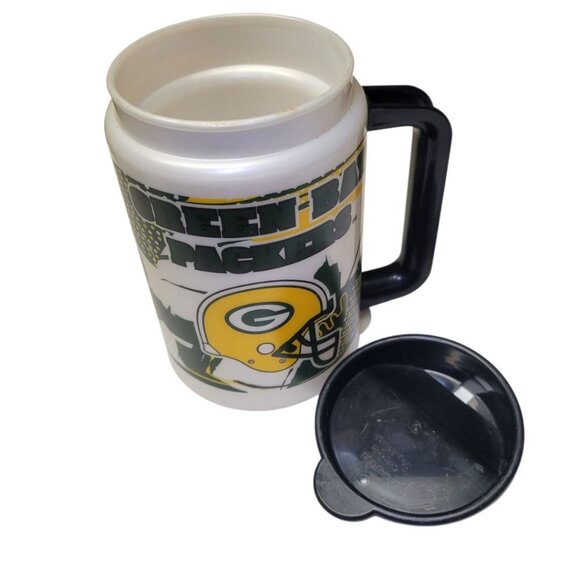 Green Bay Packers Cup Plastic 90s Yellow Helmet Football Lid Handle Collect NFL - Picture 1 of 9